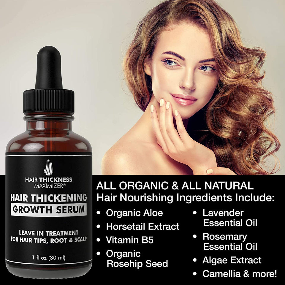 Hair Growth Serum - Hair Loss Prevention Treatment by Hair Thickness Maximizer. Best Natural Oils For Thinning Hair. Replenish Hair Follicles for Men, Women. Thickening Leave In Conditioner Serum 1oz