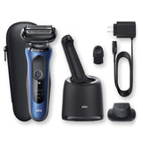 Braun Electric Razor for Men, Series 6 6072cc SensoFlex Electric Shaver with Precision Trimmer, Rechargeable, Wet & Dry Foil Shaver with 4in1 SmartCare Center and Travel Case, Black/Blue