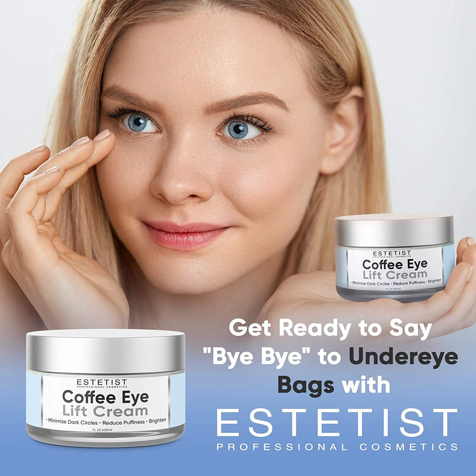 Caffeine Infused Coffee Eye Lift Cream - Reduces Puffiness, Brightens Dark Circles, & Firms Under Eye Bags - Anti Aging, Wrinkle Fighting Skin Treatment