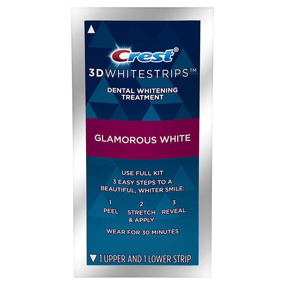 Crest 3D Whitestrips Glamorous White, Teeth Whitening Kit, 16 Treatments (32 Individual Strips) + 2 Bonus 1-Hour Express Treatments