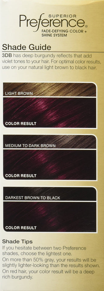 L'Oreal Paris Superior Preference Fade-Defying + Shine Permanent Hair Color, 3DB Deep Burgundy, Pack of 1, Hair Dye