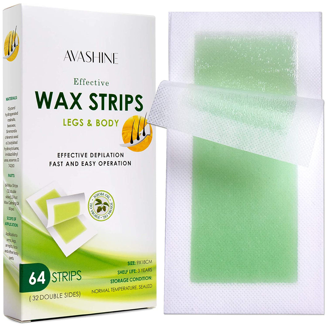 Avashine Body Wax Strips, Waxing Kit Contains 64 Strips