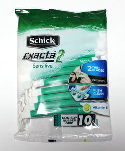 Schick Exacta2 Sensitive Disposable Razor, 10 Count (1Pack)