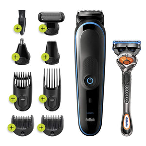 Braun Hair Clippers for Men MGK5280, 9-in-1 Beard Trimmer, Ear and Nose Trimmer, Body Groomer, Detail Trimmer, Cordless & Rechargeable, with Gillette ProGlide Razor