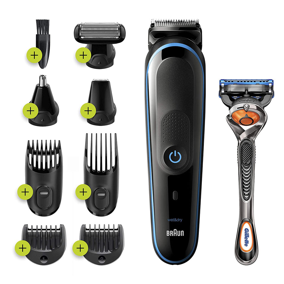 Braun Hair Clippers for Men MGK5280, 9-in-1 Beard Trimmer, Ear and Nose Trimmer, Body Groomer, Detail Trimmer, Cordless & Rechargeable, with Gillette ProGlide Razor