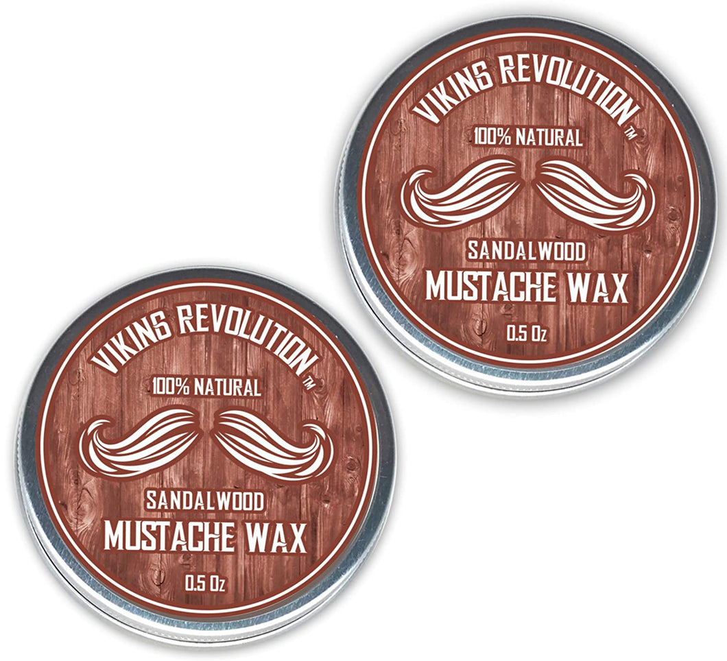 Mustache Wax 2 Pack - Beard & Moustache Wax for Men - Strong Hold Helps Train Tame & Style (Sandalwood, 2 pack)