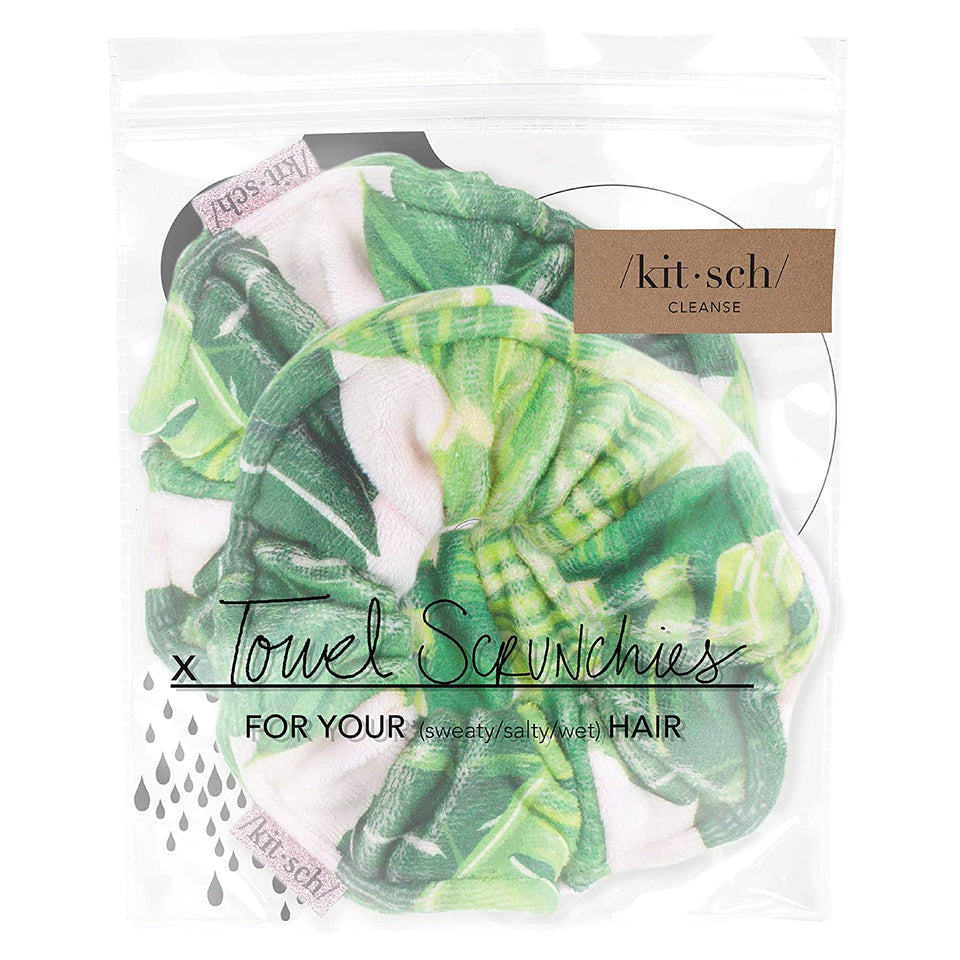 Kitsch Soft Microfiber Towel Scrunchies for Hair, Frizz Free, Heatless Hair Drying Scrunchies, 2 pack (Palm)