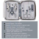 FAMILIFE Manicure Set, 7 in 1 Professional L14 Manicure Pedicure Set Stainless Steel Nail Clipper Set with Noble Portable Gray Travel Case Gift for Women Men