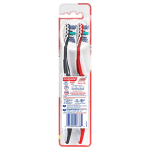 Colgate 360° Advanced Optic White Toothbrush (Color May Vary), Medium, 2 Count