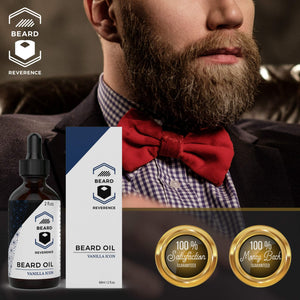 Vanilla Beard Oil – All Natural Leave In Conditioner enhanced with Organic Argan & Jojoba Oils – Large 2oz Size – Softens, Strengthens, & Hydrates for Healthy Beards and Mustaches