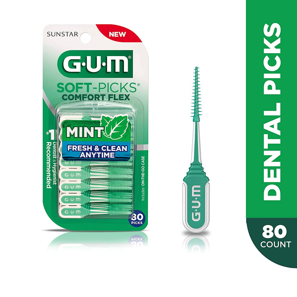 GUM-6705R Soft-Picks Comfort Flex Mint Dental Picks, New Invigorating Mint Flavor, 80 Count