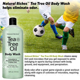 Natural Riches Tea Tree Body Wash - Body Soap to Fight Jock Itch, Itchy Skin, Athletes Foot, Eczema & Body Odor - Peppermint, Eucalyptus & Tea Tree Oil - Women & Mens Natural Body Wash – 2x16 fl oz