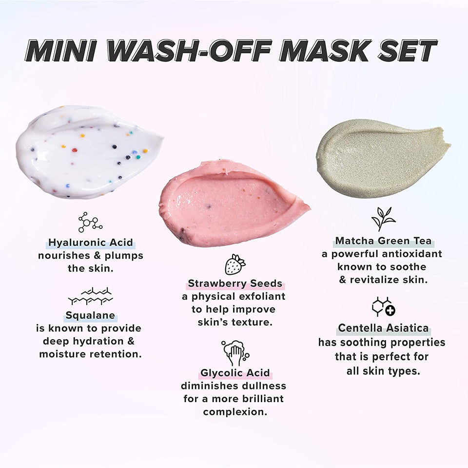 I DEW CARE Mini Scoops | Wash Off Face Mask Skin Care Trio | Korean Skin Care Starter Set | Self Care Gifts for Women | Facial Treatment, Vegan, Cruelty-free, Paraben-free
