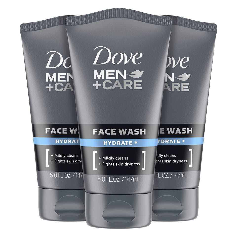 Dove Men+ Face Wash Hydrate Plus Skin Care, 5 Oz, 3 Count