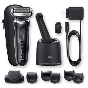 Braun Electric Razor for Men, Series 7 7075cc 360 Flex Head Electric Shaver with Beard Trimmer, Rechargeable, Wet & Dry, 4in1 SmartCare Center and Travel Case, Black
