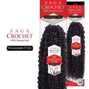 Saga Human Hair Crochet Braids Standard Type Super Curl (18", 1)