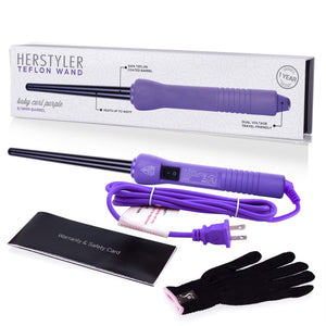 Herstyler Marula Oil Hair Serum and Baby Curls Mini Curling Iron (Purple) Set
