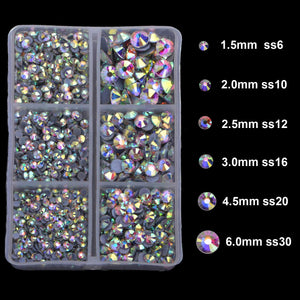 4000pcs Hot Fix Round Crystals Gems Glass Stones Hotfix Flat Back Rhinestones (Crystal AB)