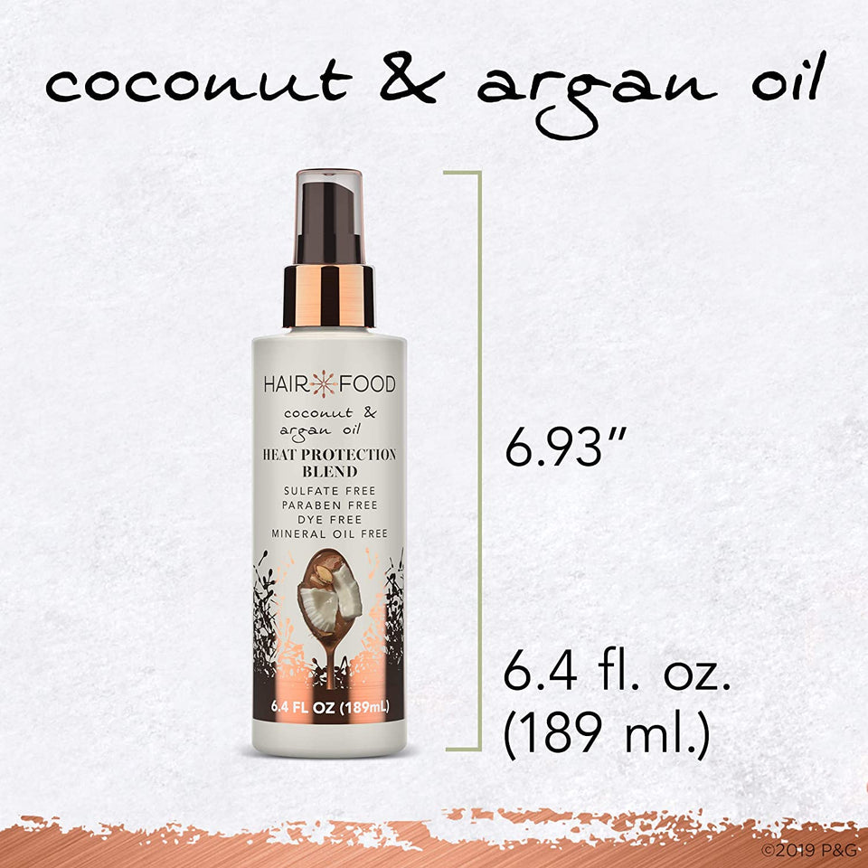 Hair Food Coconut & Argan Oil Heat Protectant Spray Blend, Paraben & Dye Free, 6.4 fl oz