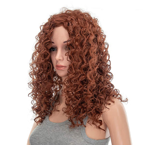 SWACC 20-Inch Long Big Bouffant Curly Wigs for Women Synthetic Heat Resistant Fiber Hair Pieces with Wig Cap (Dark Copper Red)
