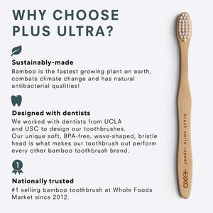 PLUS ULTRA Case Bundle | 1 Kids Size Toothbrush & 1 Kid's Bamboo Travel Case