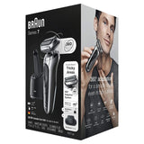 Braun Electric Razor for Men Flex Head Foil Shaver with Precision Beard Trimmer, Rechargeable, Wet & Dry, 4in1 SmartCare Center and Travel Case, Silver, 4 Count