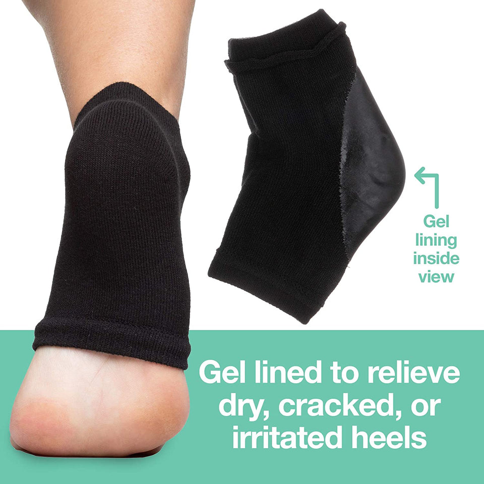 ZenToes Moisturizing Heel Socks 2 Pairs Gel Lined Toeless Spa Socks to Heal and Treat Dry, Cracked Heels While You Sleep (Men's Large 12+, Gray)