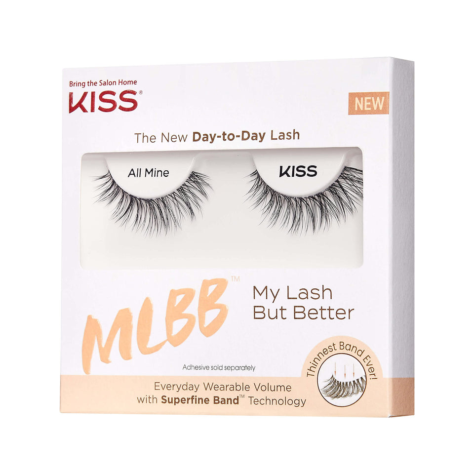 KISS MLBB My Lash But Better Everyday Wearable Volume False Eyelashes with Superfine Band Technology, Easy To Apply, Reusable, Cruelty-Free, Contact Lens Friendly, Style All Mine, 1 Pair