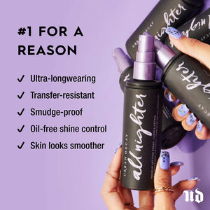 Urban Decay All Nighter Long-Lasting Makeup Setting Spray, Travel Size - Award-Winning Makeup Finishing Spray - Lasts Up To 16 Hours - Oil-Free - Non-Drying Formula for All Skin Types - 1.0 fl oz