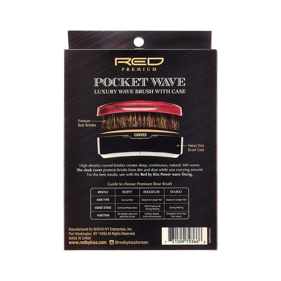 KISS Red Premium Pocket Wave Bow Wow Curved Palm Brush Soft BORPP01