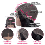 BLY Human Hair Wigs Lace Front 4x4 Closure Bob Wigs Body Wave Virgin Hair 10 Inch 150% Density Pre Plucked with Baby Hair Natural Color For Black Women