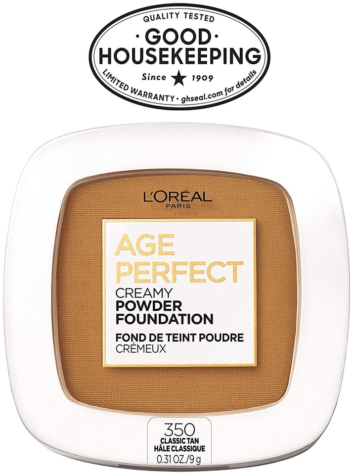 L'Oreal Paris Age Perfect Creamy Powder Foundation Compact, 350 Classic Tan, 0.31 Ounce
