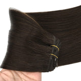 GOO GOO Clip in Hair Extensions Human Hair New Dark Brown 7pcs 120g 14 Inch Remy Human Hair Extensions Clip in Real Natural Hair Extensions Straight