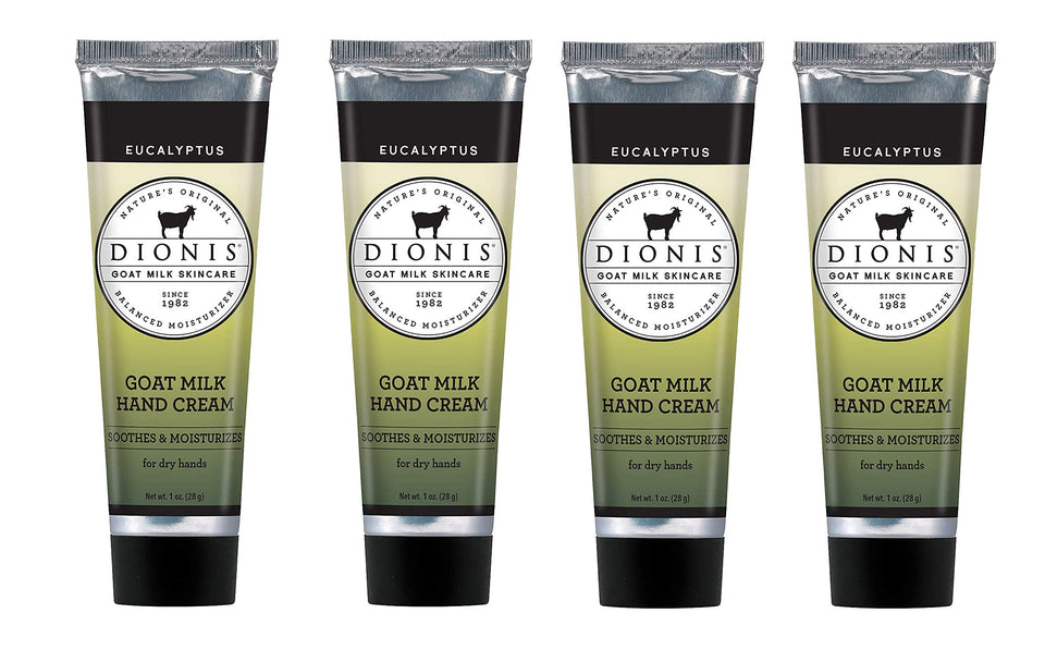 Dionis - Goat Milk Skincare Eucalyptus Scented Hand Cream (1 oz) - Set of 4 - Made in the USA - Cruelty-free and Paraben-free