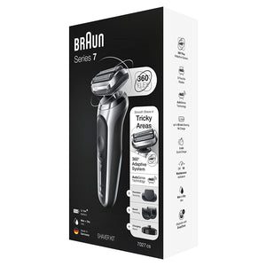 Braun Electric Razor for Men, Series 7 7027cs 360 Flex Head Electric Shaver with Beard Trimmer, Rechargeable, Wet & Dry with Charging Stand and Travel Case