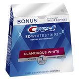 Crest 3D Whitestrips Glamorous White, Teeth Whitening Kit, 16 Treatments (32 Individual Strips) + 2 Bonus 1-Hour Express Treatments
