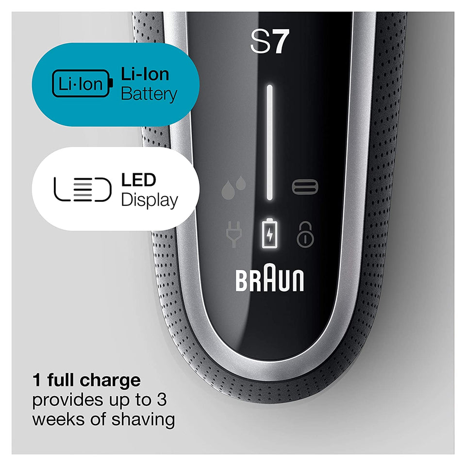 Braun Electric Razor for Men Flex Head Foil Shaver with Precision Beard Trimmer, Rechargeable, Wet & Dry, 4in1 SmartCare Center and Travel Case, Silver, 4 Count