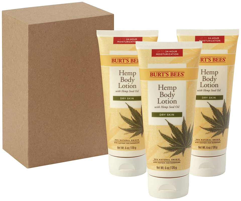 Burt’s Bees Hemp Body Lotion with Hemp Seed Oil for Dry Skin, 6 Ounces (Packaging May Vary), 3 Pack
