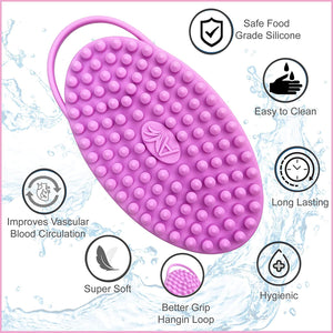 Avilana Exfoliating Silicone Body Scrubber Easy to Clean, Lathers Well, Long Lasting, And More Hygienic Than Traditional Loofah (Gray)
