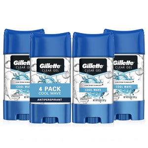 Gillette Antiperspirant Deodorant for Men, Invisible Solid, Cool Wave, 72 Hr. Sweat Protection, 3.8 oz Pack of 4