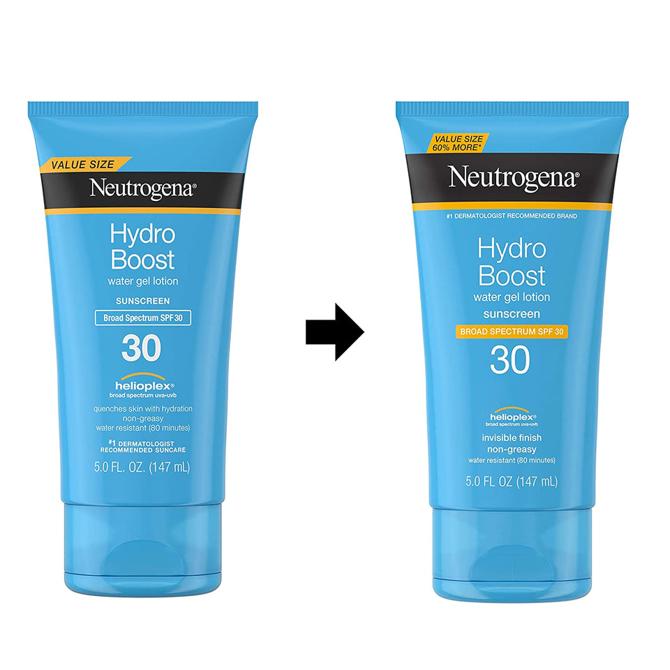 Neutrogena Hydro Boost Water Gel Non-Greasy Moisturizing Sunscreen Lotion with Broad Spectrum SPF 30, Water-Resistant Hydrating Sunscreen Lotion, 5 fl. Oz