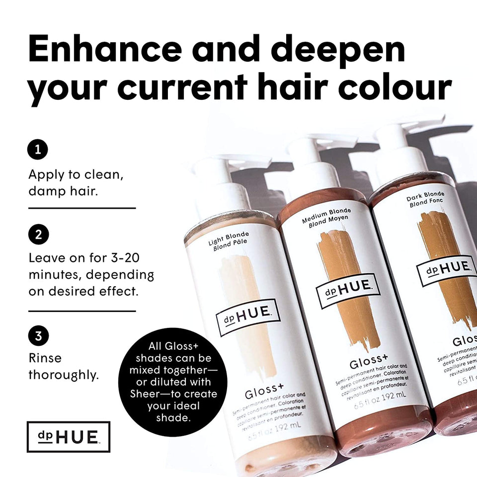 dpHUE Gloss+ - Dark Blonde, 6.5 oz - Color-Boosting Semi-Permanent Hair Dye & Deep Conditioner - Enhance & Deepen Natural or Color-Treated Hair - Gluten-Free, Vegan