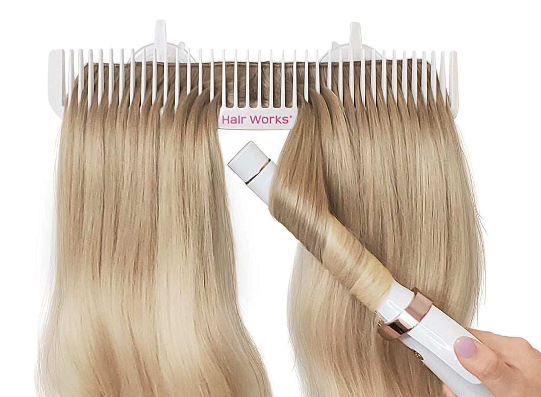 Hair Works ULTRA Hair Extension Holder - Professionally Designed to Securely Hold Extra Wide Wefts including Halos, Hand Tied Wefts, Beaded Wefts and Full Bundles While You Wash, Color, Style & Store