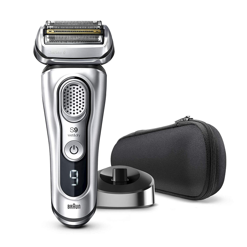 Braun Electric Razor for Men, Series 9 9330s Electric Shaver, Pop-Up Precision Trimmer, Rechargeable, Wet & Dry Foil Shaver with Travel Case, Silver
