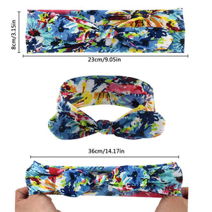 Yeshan Bow Headbands for Women Boho Wide Bandana Headbands Flower Printed Rabbit Ears Hair Bands Fashion and Sport Hair Accessories for Women and Girls,Pack of 6