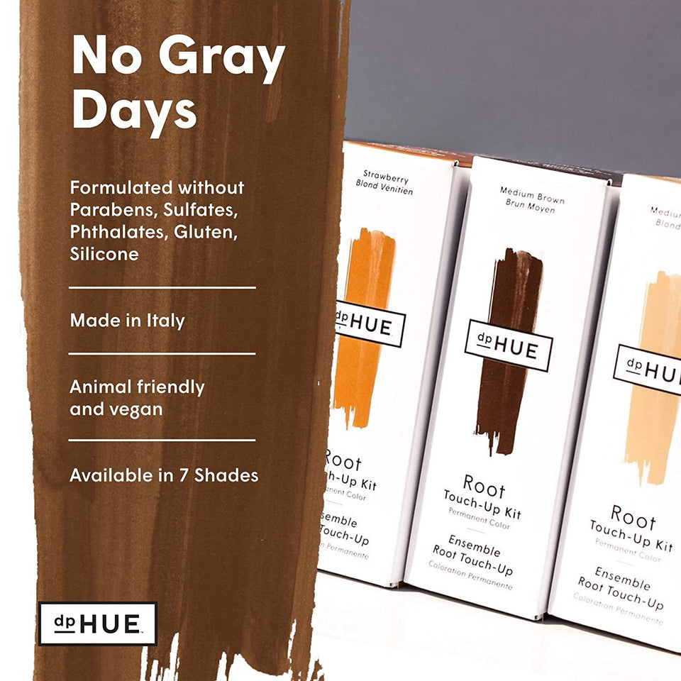 dpHUE Root Touch-Up Kit - Light Brown, 2 Applications - Permanent Grey Hair Touch Up & Root Cover Up Solution - Low Ammonia, Salon-Quality Creme Hair Color Made in Italy