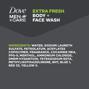 Dove Men+Care Body Wash for Men's Skin Care Extra Fresh Effectively Washes Away Bacteria While Nourishing Your Skin 18 oz 4 Count