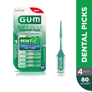 GUM - 6705RW Soft-Picks Comfort Flex Mint Dental Picks, New Invigorating Mint Flavor, 80 Count (Pack of 4)