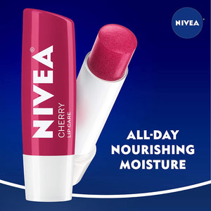 NIVEA Cherry Lip Care - Tinted Lip Balm for Beautiful, Soft Lips, Pack of 4