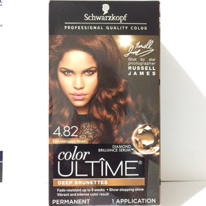 Schwarzkopf Color Ultime Permanent Hair Color Cream, 4.82 Dark Mahogany Brown (Packaging May Vary)